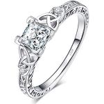 Reduzierte Nickelfreie Silberne Vintage Keltische Ringe mit Zirkonia für Damen zur Hochzeit 
