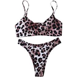 JewelryWe Damen Bikini-Sets Leopardenprint Leopard