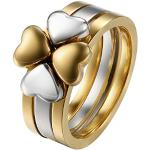 Nickelfreie Silberne Elegante JewelryWE Goldringe aus Edelstahl graviert Größe 52 zum Valentinstag 