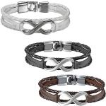 Reduzierte Schwarze Geflochtene JewelryWE Infinity Armbänder & Unendlich Armbänder aus Leder für Herren 