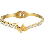 Goldene JewelryWE Stahlarmreifen mit Insekten-Motiv mit Zirkonia graviert für Herren zum Muttertag 