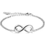 Silberne JewelryWE Infinity Armbänder & Unendlich Armbänder aus Stahl graviert für Damen 