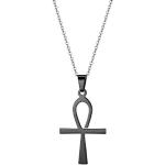 Schwarze JewelryWE Kreuzketten aus Stahl personalisiert für Herren 