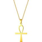 Goldene JewelryWE Runde Ankh Kreuze aus Edelstahl personalisiert für Herren 