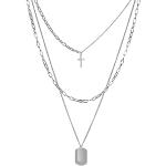 Silberne JewelryWE Kreuzketten aus Edelstahl personalisiert für Herren zum Vatertag 