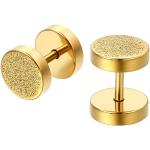 Nickelfreie Goldene JewelryWE Fake Plugs gebürstet aus Edelstahl für Herren 