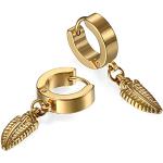 Goldene JewelryWE Klappcreolen poliert aus Edelstahl für Herren für Partys 