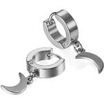 Silberne Elegante JewelryWE Klappcreolen aus Edelstahl für Herren 
