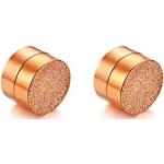 Goldene JewelryWE Runde Magnet-Ohrringe sandgestrahlt aus Edelstahl für Jungen 
