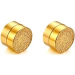 Goldene JewelryWE Runde Magnet-Ohrringe Sandgestrahlte aus Edelstahl für Jungen 