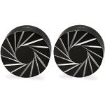 Schwarze JewelryWE Runde Magnet-Ohrringe aus Edelstahl für Herren 