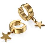 Reduzierte Goldene Sterne Elegante JewelryWE Klappcreolen aus Stahl für Herren 