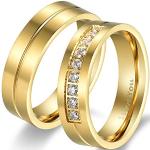 Goldene JewelryWE Goldringe aus Edelstahl mit Zirkonia graviert für Herren zum Valentinstag 