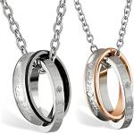 Silberne JewelryWE Ketten mit Anhänger aus Rosegold graviert für Damen zum Valentinstag 