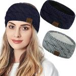 Marineblaue Strick-Stirnbänder aus Acryl für Damen für den für den Winter 