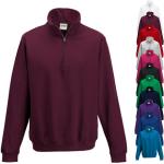 Burgundfarbene Just Hoods Herrensweatshirts mit Reißverschluss aus Baumwolle Größe L 