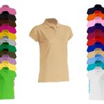 Sandfarbene Melierte JHK Damenpoloshirts & Damenpolohemden aus Baumwolle Größe S 