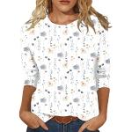Reduzierte Weiße Karo Business Rundhals-Ausschnitt Tunika-Blusen aus Seide für Damen Größe XXL für den für den Sommer 