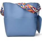 Himmelblaue Lederhandtaschen mit Riemchen aus Leder mit Handyfach für Damen medium 