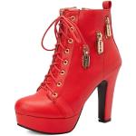 Rote Runde High Heel Stiefeletten & High Heel Boots mit Reißverschluss für Damen Größe 45 
