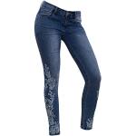 Reduzierte Blaue Unifarbene Casual Slim Fit Jeans aus Denim für Damen Größe 3 XL Große Größen für Partys 