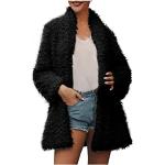 Schwarze Color Blocking Maxi Langmäntel mit Reißverschluss aus Pelz für Damen Größe M Große Größen für den für den Winter 