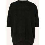 Schwarze Kurzärmelige JIL SANDER Jil Kaschmir-Pullover mit Ländermotiv für Damen Größe M 