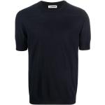 Jil Sander, Navy Blaues Woll-Kurzarm-T-Shirt Blue, Herren, Größe: S