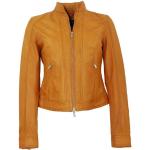 Orange Vintage Jilani Stehkragen Übergangsjacken mit Reißverschluss aus Leder enganliegend für Damen Größe XL - versandkostenfrei 