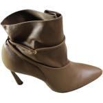 Reduzierte Braune Unifarbene Jimmy Choo Pfennigabsatz High Heel Stiefeletten & High Heel Boots mit Riemchen für Damen Größe 36,5 