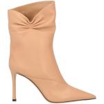 Reduzierte Sandfarbene Jimmy Choo Pfennigabsatz High Heel Stiefeletten & High Heel Boots aus Nappaleder für Damen Größe 39,5 