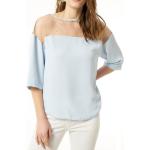 Hellblaue Jimmy Sanders Transparente Blusen & durchsichtige Blusen durchsichtig aus Jersey für Damen Größe L 
