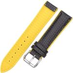 JIMNOO Uhrenarmbänder Leder und Gummi Damen Herren 18mm 20mm 22mm Uhrenarmband Armband mit Stahlschnalle Schwarz Gelb Orange (Color : Yellow, Size : 20mm)