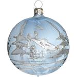Eisblaue Jingle Bells Lauscha Runde Christbaumkugeln & Weihnachtsbaumkugeln aus Glas 6-teilig 