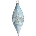Eisblaue Jingle Bells Lauscha Christbaumkugeln & Weihnachtsbaumkugeln aus Glas mundgeblasen 4-teilig 