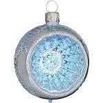 Eisblaue Jingle Bells Lauscha Runde Christbaumkugeln & Weihnachtsbaumkugeln aus Glas mundgeblasen 4-teilig 