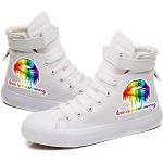 Weiße LGBT Gay Pride High Top Sneaker & Sneaker Boots aus Stoff rutschfest für Damen Größe 42 
