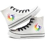 Weiße LGBT Gay Pride High Top Sneaker & Sneaker Boots aus Stoff rutschfest für Damen Größe 38 