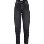 Schwarze Sportliche Mom-Jeans mit Reißverschluss aus Leder für Damen Größe XS Weite 31 