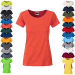 Korallenrote Kurzärmelige James & Nicholson Bio T-Shirts aus Jersey für Damen Größe M 