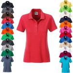 Melierte Kurzärmelige James & Nicholson Bio Kurzarm-Poloshirts mit Knopf aus Baumwolle für Damen Größe XL 