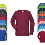 Petrolfarbene Melierte James & Nicholson Bio Damensweatshirts aus Baumwolle Größe 3 XL 