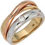 Reduzierte Goldene Elegante Jobo Goldringe aus Gold 14 Karat mit Diamant für Damen 