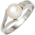 Silberne Jobo Damenperlenringe mit Echte Perle Größe 58 