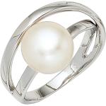 Silberne Jobo Damenperlenringe mit Echte Perle Größe 60 