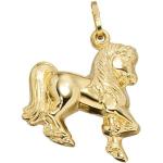 Goldene Jobo Tieranhänger mit Pferdemotiv aus Gelbgold für Kinder 