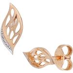 Goldene Elegante Jobo Diamant Ohrringe aus Rosegold 14 Karat mit Diamant für Damen 