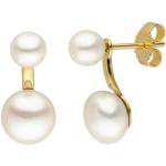 Goldene Jobo Perlenohrringe aus Gelbgold 14 Karat mit Echte Perle für Damen 
