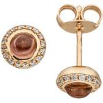 Goldene Jobo Runde Diamant Ohrringe aus Rosegold für Damen 