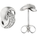 Silberne Jobo Diamant Ohrringe matt aus Weißgold mit Diamant für Damen 